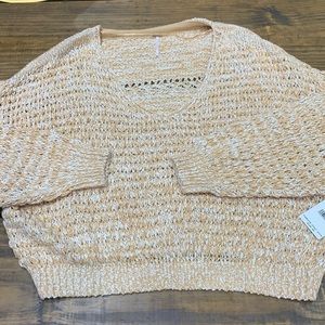 New Free People crochet sandy combo large sweater